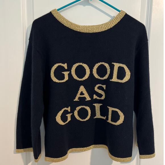Adrienne Vittadini Good as Gold Long Sleeve Crew Neck Pullover Sweater Black - Picture 1 of 4